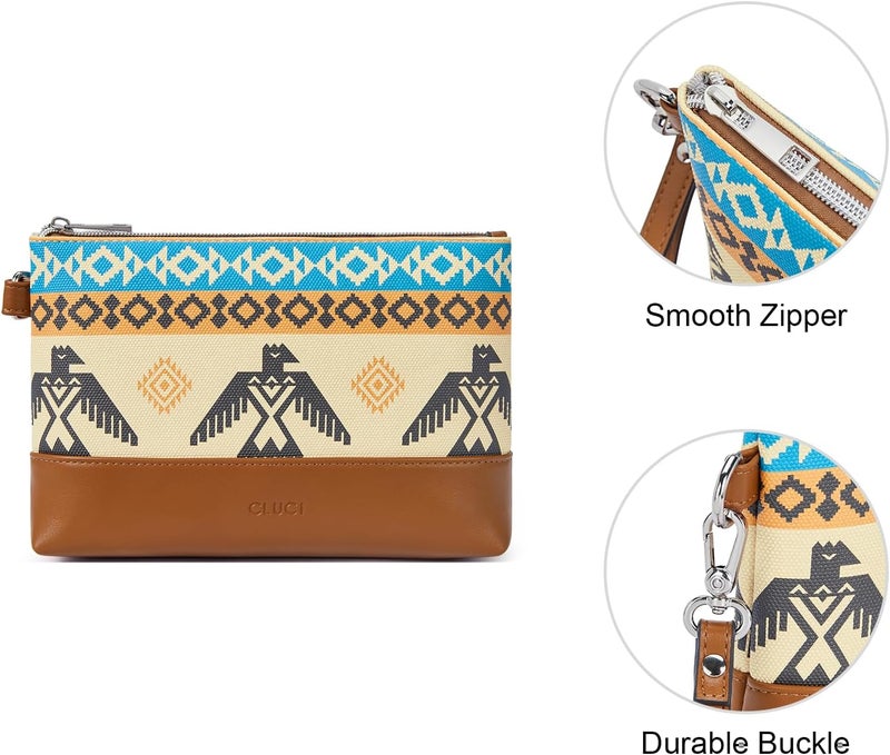 CLUCI محفظة معصم للنساء بسعة كبيرة حقيبة جلدية رفيعة للسفر حاملة بطاقات الائتمان منظم هاتف - Image 5